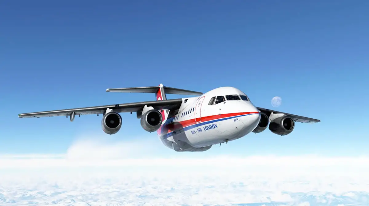 Watch the Just Flight BAe 146 on a preview flight from Aspen to Denver in MSFS
