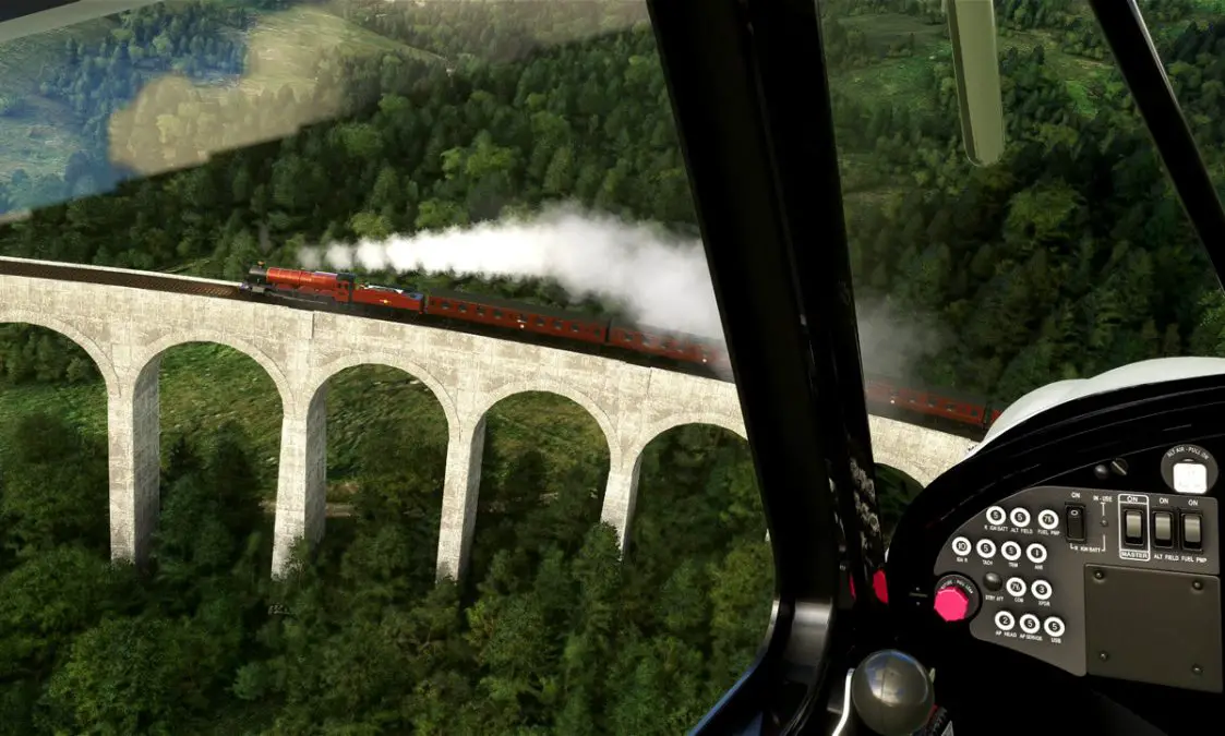 The Hogwarts Express train is now in MSFS, with custom animations and smoke effects