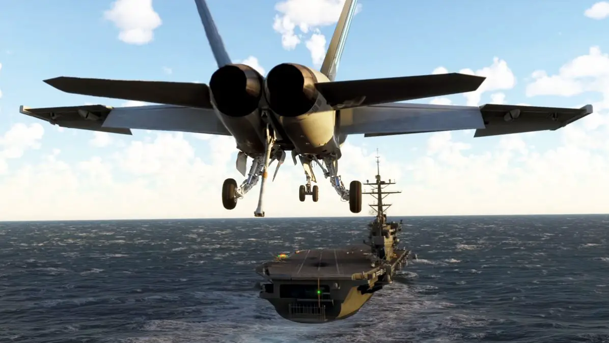 This freeware mod brings the Top Gun aircraft carrier to free flight mode in MSFS
