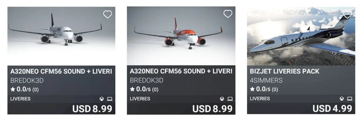 msfs new liveries marketplace