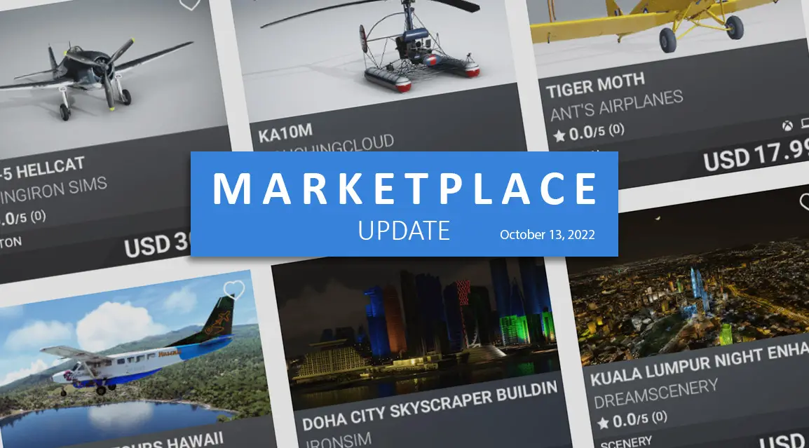 F6F-5 Hellcat, Kamov Ka-10 helicopter and the Tiger Moth launch in the MSFS Marketplace