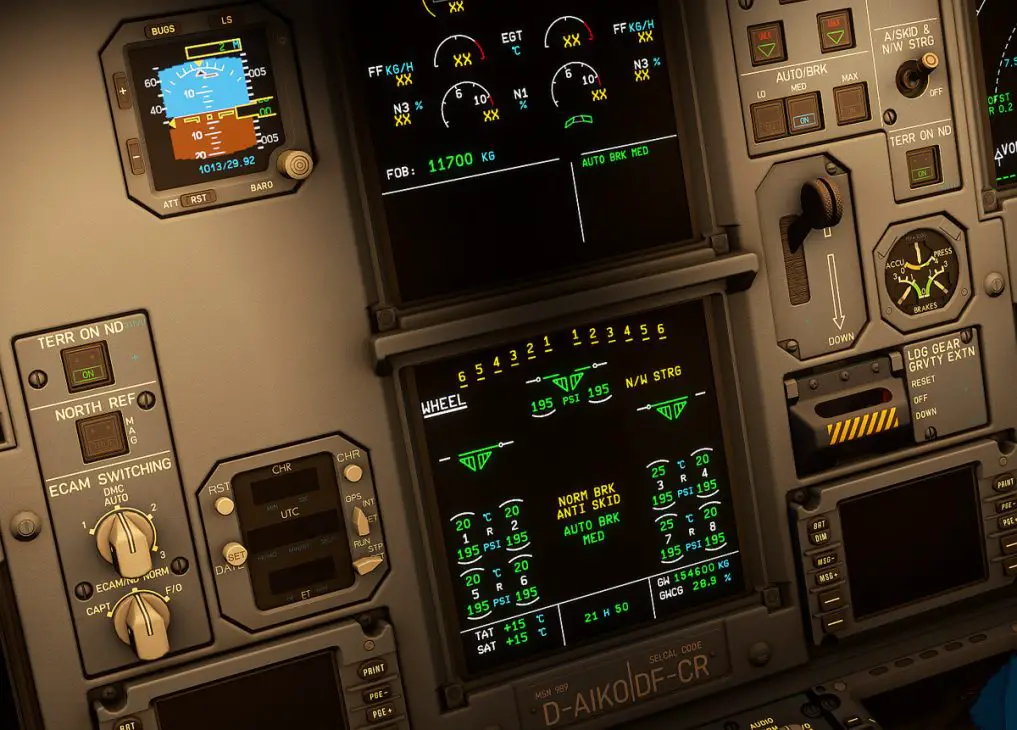 Aerosoft A330 MSFS cockpit landing gear 8