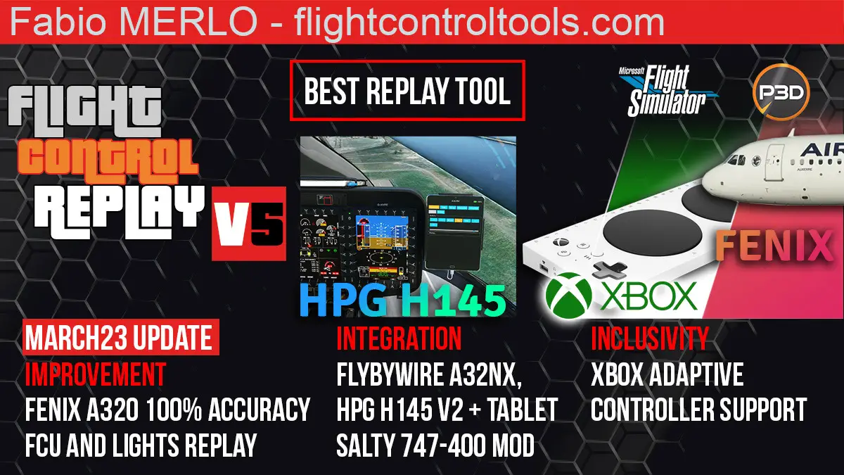 FlightControlReplay adds support for the FBW A32NX, Salty’s 747, enhanced support for the Fenix A320, and more