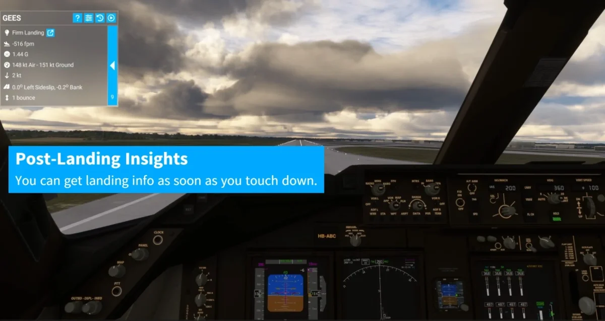 Gees 2.0 is a Landing Analysis Addon for MSFS That Also Records Your Landings Automatically