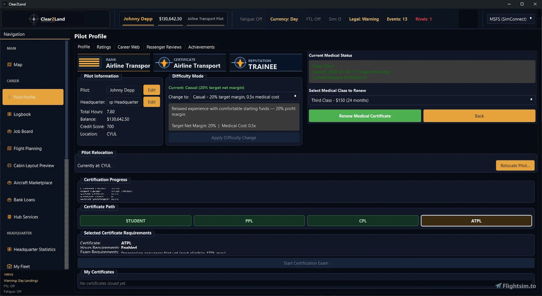 clear2land career addon msfs free 1.png